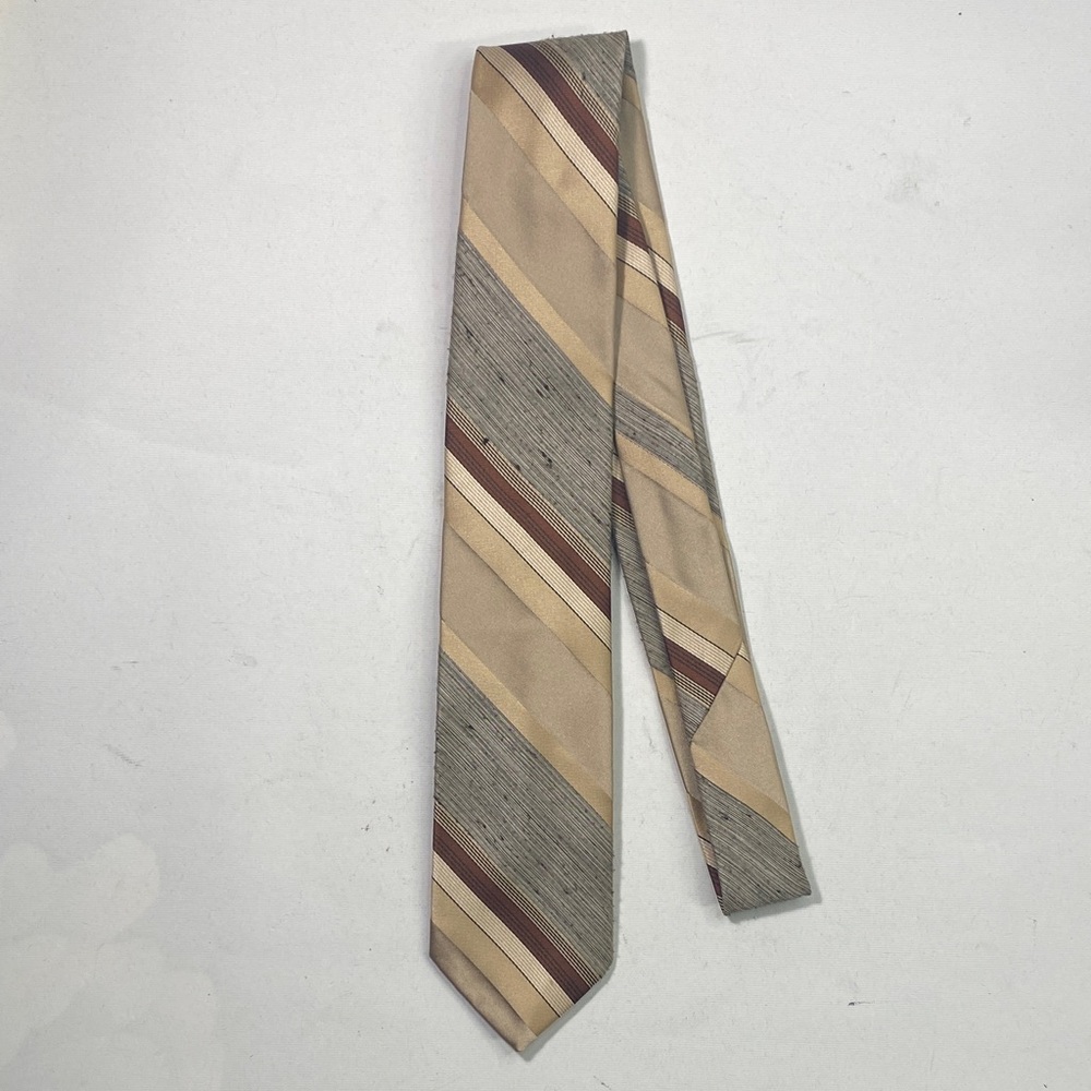 Louis Feraud Striped Tie in Beige and Gray